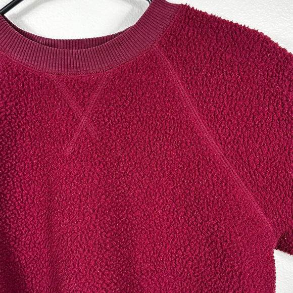 Everlane The Renew Fleece Raglan Sweatshirt In Burgundy Size Small - Picture 5 of 9